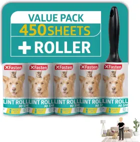 PETLINT1-5 XFASTEN Pet Hair Lint Roller Set Sheets Handle