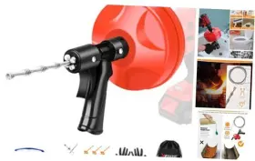 XAA8 XFIRE-GEAR Drain Auger Double Snake Tool Plumbing
