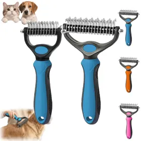 Xlyyrl 6a19e132907eebc3decec457 Pet Pro Grooming Tool 2 In 1 Deshedding Dog Brush With 9/17 Teeth Undercoat Rake