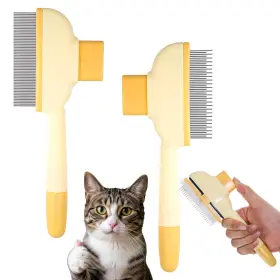 Xosjska 5391ljax2703 2 Pack Self-cleaning Pet Comb For Dogs And Cats Reusable Cat One Size Yellow
