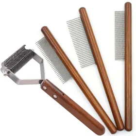 717331425067 XSBAIHUO Pet Dematting Comb Dogs Cats Wood