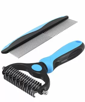 765150426420 YEESFO Deshedding Brush Double Undercoat Rake