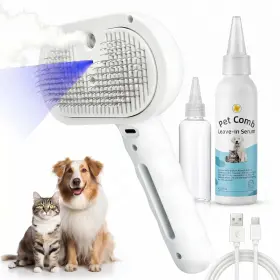 Youzhixing Lf-pgb001 Pet Steam Brush For Dog And Cat - 4-in-1 Blue Light One Size White