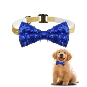 PETCOLLARHYC033 YREAMONT Pet Glitter Bow Tie Dog Cat Sequin