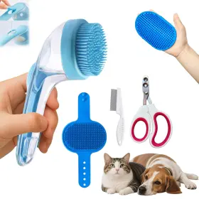 Yutaohui 716597637726 4 In 1 Dog Cat Pet Bath Brush Kits With Comb Pets Hair Multi-color