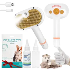 B5973 YUVEXAHOO Pet Steam Brush Dog Cat Shedding Spray Hair
