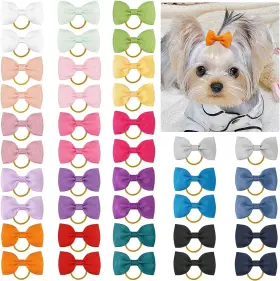40TIE YXIANG Puppy Dog Hair Bows Rubber Bands Pet
