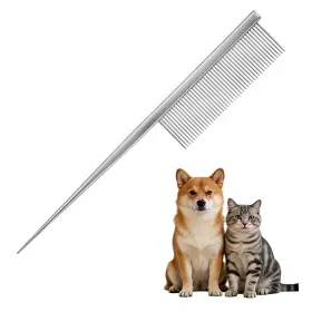 Zaplyte 601968258450 Grooming Pet Comb 7.2inch Dog Rat Tail With Rounded Ends Silver