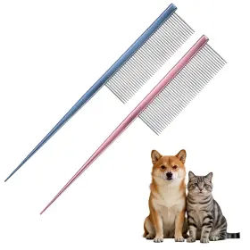 Zaplyte 601968258481 2pcs Grooming Pet Comb 7.2inch Dog Rat Tail With Rounded Ends Pink/blue