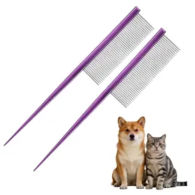 Zaplyte 601968258566 2pcs Grooming Pet Comb 7.2inch Dog Rat Tail With Rounded Ends Purple