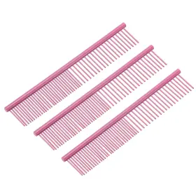 Zaplyte 679134692469 Dog Cat Comb Pet Combs Stainless Steel Teeth 6.5 Inch Pink Coated 3 Pack