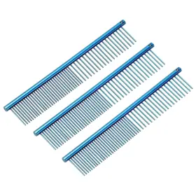 Zaplyte 679134692483 Dog Cat Comb Pet Combs Stainless Steel Teeth 6.5 Inch Blue Plated 3 Pack