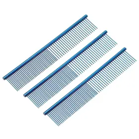 Zaplyte 679134692513 Dog Cat Comb Pet Combs Stainless Steel Teeth 7.5 Inch Blue Plated 3 Pack
