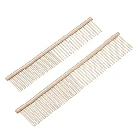 Zaplyte 679134692629 Dog Cat Comb Pet Combs Stainless Steel Teeth 6.5/7.5 Inch Gold Coated 2 Pack