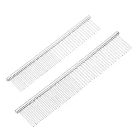 Zaplyte 679134692735 Dog Cat Comb Pet Combs Stainless Steel Teeth 6.5/7.5 Inch Silver 2 Pack