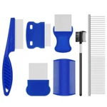 Wrw 7 Pack Flea Comb,stainless Steel Dog Cat Grooming Combs With Small, Blue. Fixed Price $14.75.