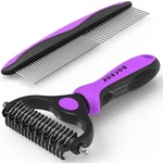 Docrok Purple Pet Grooming Set: Brush & Comb For Long-haired Dogs Cats. Fixed Price $25.95.
