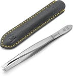 Slanted Tweezers In Leather Case - Made Solingen Germany New. Fixed Price $39.99.