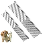 Flezoo 2pcs Dog And Cat Brush, Stainless 7.5x1.57 Inch, 6.4x1.1 Sliver. Fixed Price $11.96.