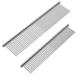 Cafhelp 2 Pack Dog Combs With Rounded Ends 6.3in/7.4in, Stainless Steel. Fixed Price $10.52.