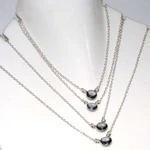 Outstanding Black Spinel 925 Silver Plated Necklace 18" Boho Jewelry Trendy Jw. Fixed Price $4.99.