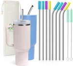 Teivio 8 Piece 5/16 Inch (8mm) Wide Straight + Bent Straws, Silver. Fixed Price $13.35.