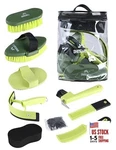 Shinewell Horse Grooming Brushes Kit 9 Pieces With Organizer Bag Green. Fixed Price $32.39.