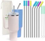 Teivio 8 Piece 5/16 Inch (8mm) Wide Straight + Bent Straws, Silver. Fixed Price $13.05.