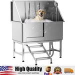 50" Professional Stainless Steel Dog Bathing Station Grooming Tub With Stair. Fixed Price $615.99.