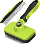 2pcs Self Cleaning Slicker Brush & Dog Comb - Skin Friendly Deshedding Groomi.... Fixed Price $14.37.