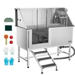 Vevor 62in Pet Grooming Bath Tub Stainless Steel W/ Stair & Water Filter Board. Fixed Price $1099.99.