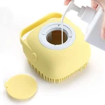 Yellow Pet Brush With Shampoo Dispenser For Short Hair Dogs And Cats. Fixed Price $9.19.