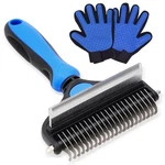 Corimei 2 In 1 Dog Grooming Brush & Gloves Combo, Large, Blue. Fixed Price $25.24.