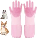 Silicone Pet Bathing Gloves With Finger Toothbrush 2-in-1 Grooming & Pink. Fixed Price $26.57.