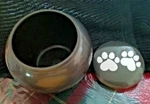 1) Pet Memorial Cremation Urn Paw Print - Gray/silver Dog Cat Ashes Reminded. Fixed Price $35.00.