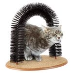 Cat Self-groomer - Bristle Ring Brush Arch With Carpeted Tan And Black. Fixed Price $31.13.