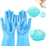 Idqquqq 2pcs Dog Washing Gloves And Shampoo Brush, Blue Light. Fixed Price $16.65.