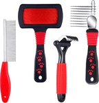 4 Pieces Pet Grooming Kit - Dematting Combs, 19.5 X 3 Cm, Red, Black, Silver. Fixed Price $24.97.