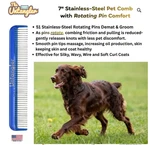 Untangler 7 Pet Comb W/ Rotating Pin Comfort-reduces Pulling & Irritation Blue. Fixed Price $17.00.