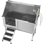 Stainless Steel Dog Washing Station, 62 Inch Pet Grooming Tub W/ Stairs, Pe Wat. Fixed Price $1447.81.