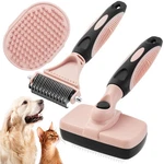 Xaqmhsw 3pcs Cat & Dog Brush Set: Slicker Deshedding Brush, Dematting Pink. Fixed Price $16.14.