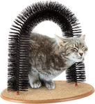 Cat Self-groomer - Bristle Ring Brush Arch With Carpeted Tan And Black. Fixed Price $28.83.