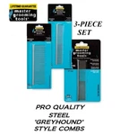 Master Grooming Tools Pro Fine-coarse 3 Pc Greyhound Steel Comb Set Hair Pet Dog. Fixed Price $33.99.