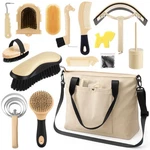 15 Pieces Horse Grooming Kit With Organizer Tote Bag Tack Room Supplies Horse.... Fixed Price $51.47.