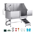 Vevor 62in Pet Grooming Bath Tub Stainless Steel W/ Ramp & Water Filter Board. Fixed Price $1249.99.