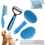 Wopqaem Dog Brush Grooming Kit 5 Pcs - Self Cleaning Slicker For Blue. Fixed Price $27.84.
