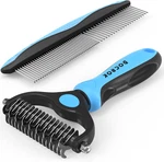 Docrok Pet Grooming Combo - Blue Deshedding Brush With Metal Comb For Detangling. Fixed Price $41.36.