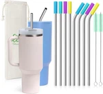 Teivio 8 Piece 5/16 Inch (8mm) Wide Straight + Bent Straws, Silver. Fixed Price $13.05.
