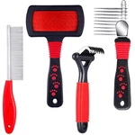 4 Pieces Pet Grooming Kit - Dematting Combs, 19.5 X 3 Cm, Red, Black, Silver. Fixed Price $21.32.