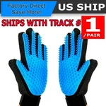 Upgraded Pair Pet Grooming Gloves Brush Dog Cat Fur Hair Removal Mitt Massage. Fixed Price $7.99.